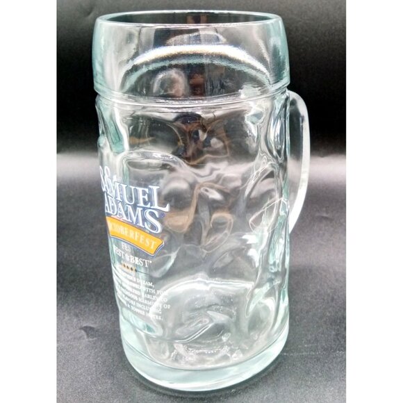 Samuel Adams Octoberfest Glass Beer Stein Mug with Handle 1L Vintage Barware 6.5 - Picture 1 of 16